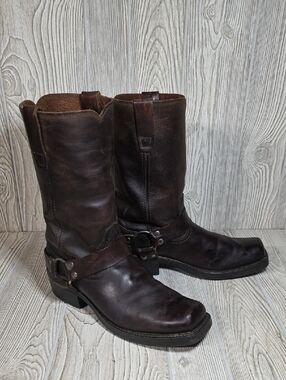 Durango Dark Brown Leather Harness Motorcycle Cowboy Boots Mens Size 10M